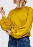 Women's Crewneck Ruched Sleeve Sweatshirt - My Store