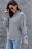 New Gray Chunky Batwing Long Sleeve Turtleneck Sweater - My Store