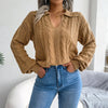Autumn And Winter Casual Lapel Fried Dough Twist Lantern Sleeve Knitti - My Store