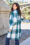 Double Take Full Size Plaid Button Up Lapel Collar Coat - My Store