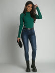 Women's fitted turtleneck bottle green 3212024 - My Store