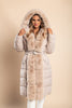 Padded winter jacket with faux fur, beige - My Store