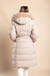 Padded winter jacket with faux fur, beige - My Store