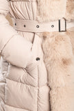 Padded winter jacket with faux fur, beige - My Store