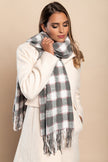 Winter scarf with checkered print, gray - My Store