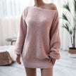 Autumn And Winter Long Sleeve Word-Neck Casual Loose Knitted Sweater D - My Store