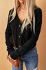 Black Front Pockets Buttons Textured Cardigan - My Store