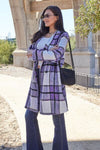 Double Take Full Size Plaid Button Up Lapel Collar Coat - LEATHERS AND FEATHERS