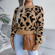 Actual Picture Autumn And Winter Casual Leopard Print Waist Knit Open - My Store