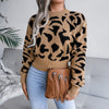 Actual Picture Autumn And Winter Casual Leopard Print Waist Knit Open - My Store