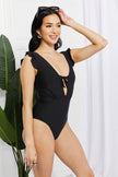 Marina West Swim Seashell Ruffle Sleeve One-Piece in Black - My Store