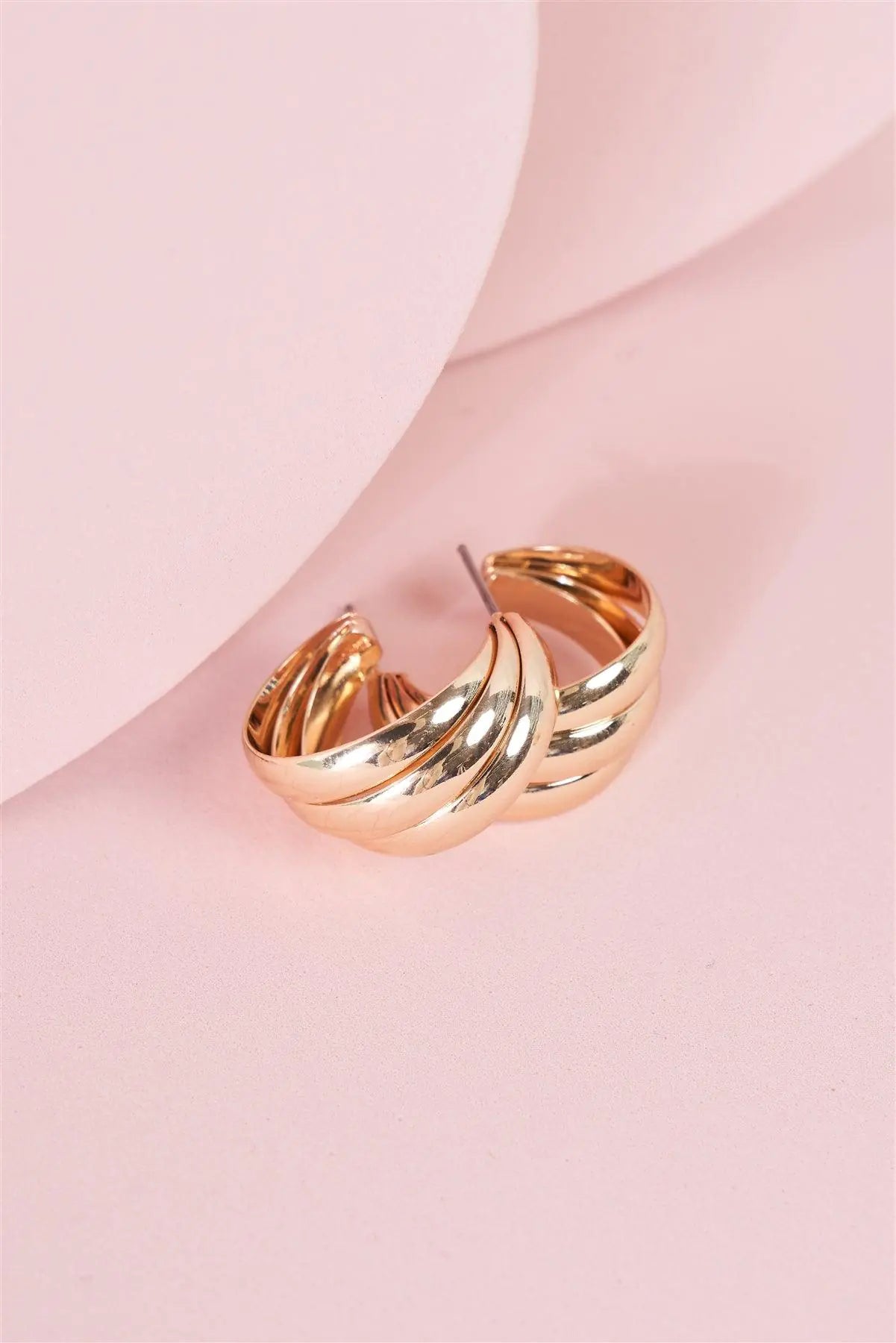 Gold Twisted Triple Hoop Earrings - My Store