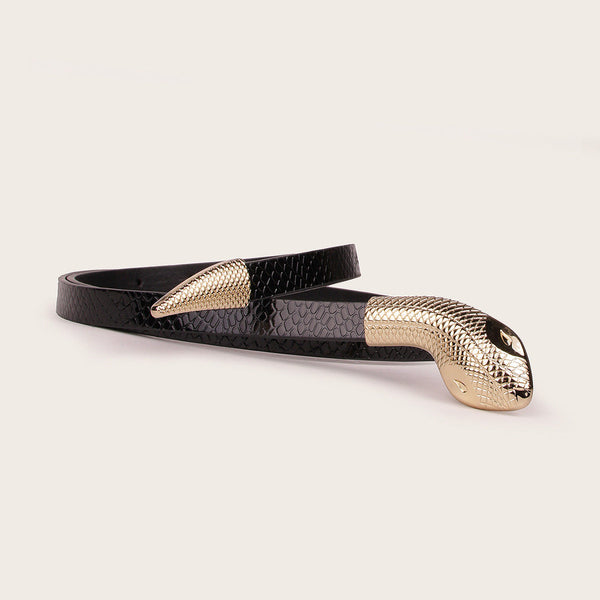 Patent Leather Snakeskin Snap Belt - My Store