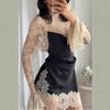 Women's Lace Patchwork Satin Mini Dress - My Store