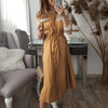 Elegant Khaki mid waist long sleeve dress autumn winter long female - My Store