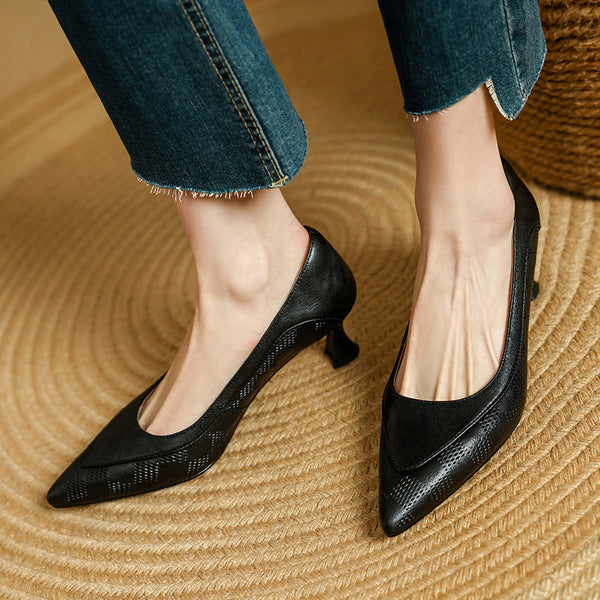 Women's Luxe Pointed-Toe Leather Heels - My Store