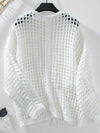 Openwork Open Front Long Sleeve Cardigan - My Store