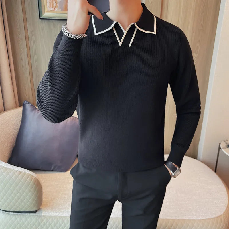 weaters/Male Slim Fit High Quality Leisure Pullover Men's Long-sleeved Sweater - My Store