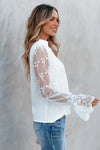 White Blouse with Contrast Lace - My Store