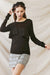 Black Front Flare Detail Long Sleeve Top /3-2-1