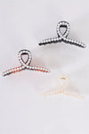 3pcs Thin Loopy Pearl Trim Claw Hair Clip Set - My Store