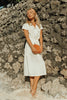 ARYA Safari Linen Midi Dress In Off White - My Store