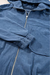 Real Teal Corduroy Drawstring Hooded Pocket Zip Up Jacket - My Store