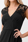 Lace Shoulder Overlap Mini Dress - My Store