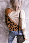 White Brown Asymmetrical Turtleneck Buckle Sweater - My Store