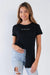 Black Short Sleeve "Love Is The Answer" Asymmetrical Hi-Lo Hem Top