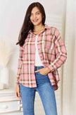 Double Take Plaid Collared Neck Long Sleeve Button-Up Shirt - My Store