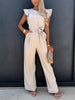 Ruffled Round Neck Cap Sleeve Jumpsuit - My Store