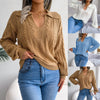 Autumn And Winter Casual Lapel Fried Dough Twist Lantern Sleeve Knitti - My Store