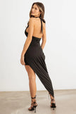 V-Neck Sleeveless Wrap Hem Asymmetrical Midi Dress - My Store