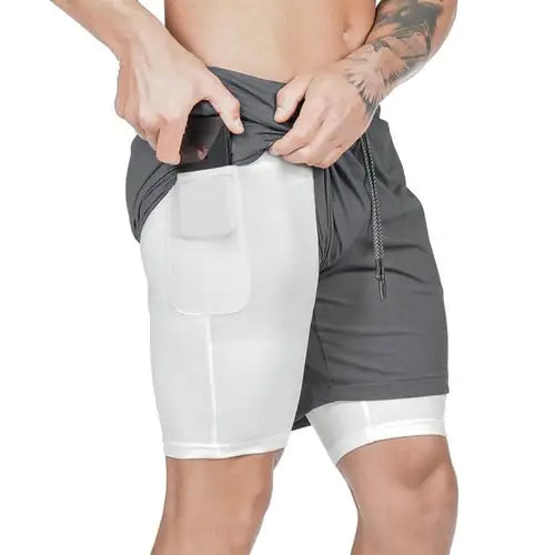 Men 2 in 1 Running Shorts Jogging Gym Fitness - My Store