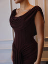 Women's Brown Swoosh Collar Maxi Dress - My Store
