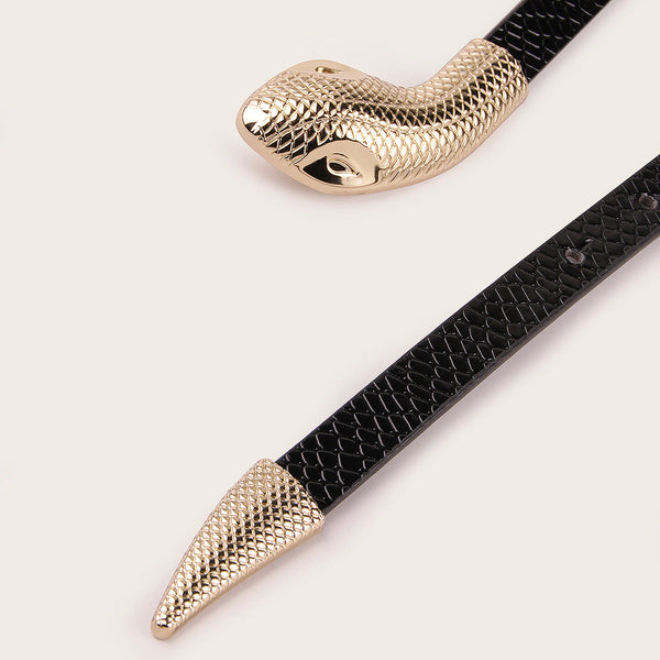 Patent Leather Snakeskin Snap Belt - My Store