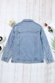 Mist Blue Rhinestones Studded Denim Jacket - My Store