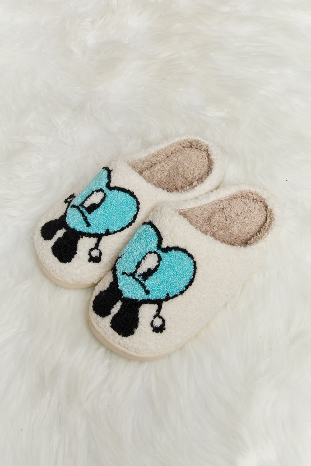 Melody Love Heart Print Plush Slippers - My Store