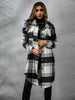 Plaid Collared Neck Long Sleeve Coat - My Store