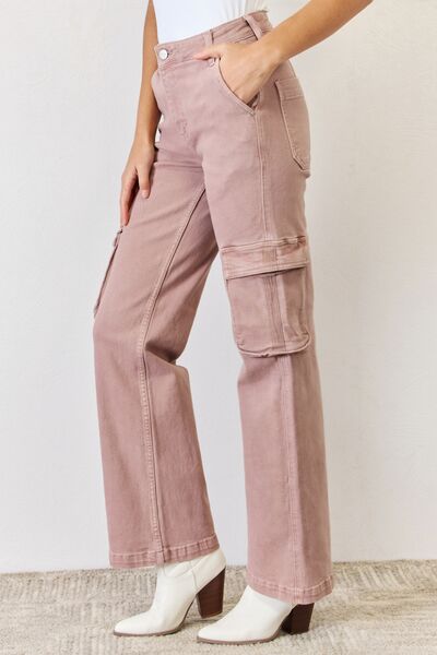 RISEN Full Size High Rise Cargo Wide Leg Jeans - My Store