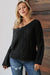 Winter Black Bubblegum V-Neck Braided Knit Sweater - My Store