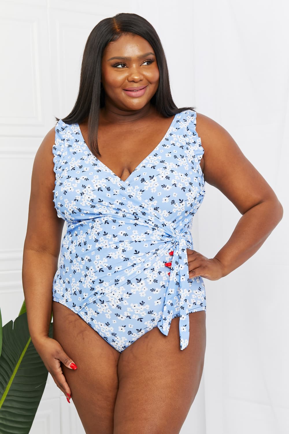 Marina West Swim Full Size Float On Ruffle Faux Wrap One-Piece in - My Store