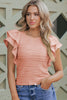 Apricot Pink Wavy Textured Ruffle Sleeve Top - My Store