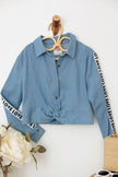 Girls Denim Button Up Twisted Hem Love Detail Crop Shirt - My Store