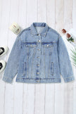 Mist Blue Rhinestones Studded Denim Jacket - My Store