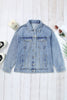 Mist Blue Rhinestones Studded Denim Jacket - My Store