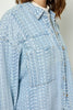 Veveret Button Up Dropped Shoulder Denim Top - My Store