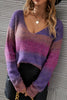 Multicolored Rib-Knit V-Neck Knit Pullover - My Store