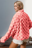 Double Take Checkered Long Sleeve Fuzzy Jacket - My Store